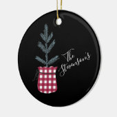 水牛チェックパインの木パーソナライズされた名 セラミックオーナメント (左)