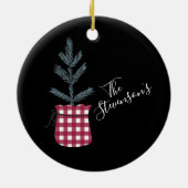 水牛チェックパインの木パーソナライズされた名 セラミックオーナメント (裏面)