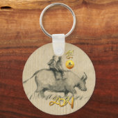 水牛中国の子牛年2021 RK キーホルダー (正面)
