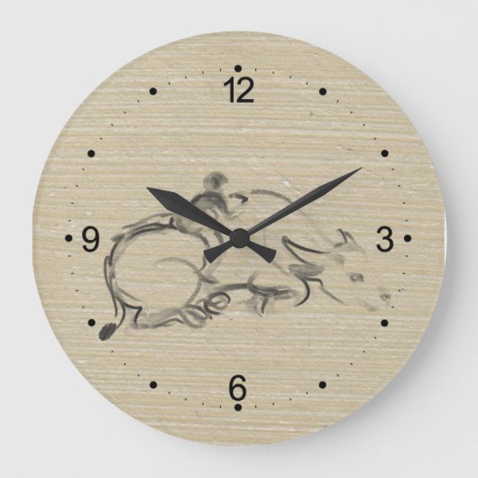 水牛中国の子牛誕生日WC ラージ壁時計 (正面)