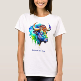 水牛数々の色の絵を描ドリップ水色 Tシャツ