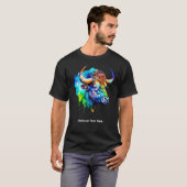 水牛数々の色の絵を描ドリップ水色 Tシャツ (正面フル)