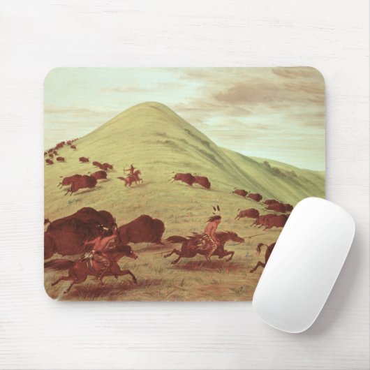 水牛1835年を捜しているスー族のインディアン(キャンバスの油 マウスパッド (マウス)