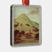 水牛1835年を捜しているスー族のインディアン(キャンバスの油 メタルオーナメント (右)