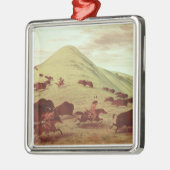 水牛1835年を捜しているスー族のインディアン(キャンバスの油 メタルオーナメント (左)