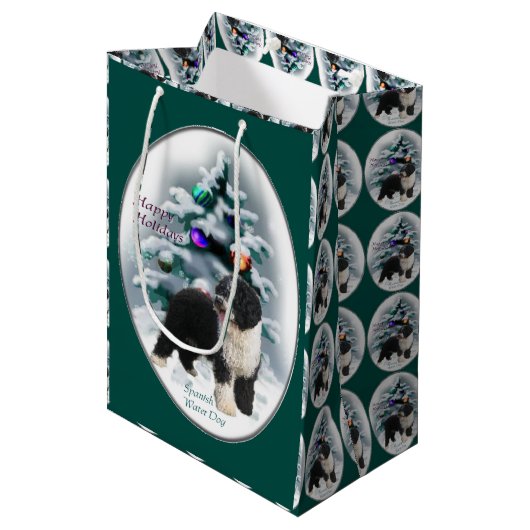 水犬スペインののクリスマス ミディアムペーパーバッグ (正面アングル)