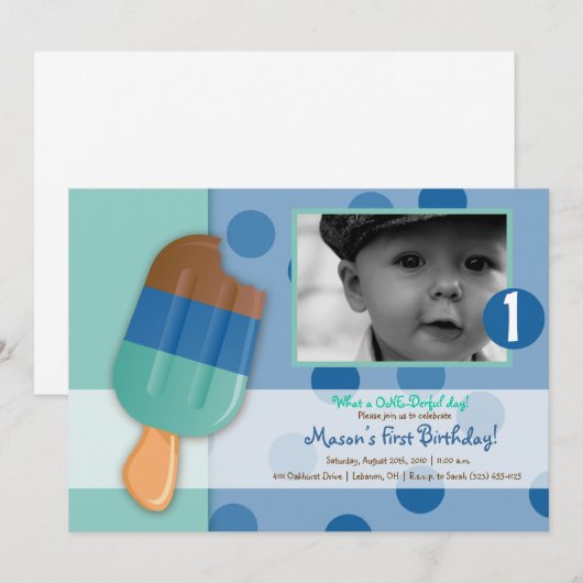 水玉とアイスポップ 招待状 (正面/裏面)