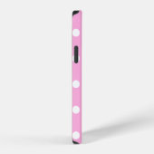 水玉とハート、キュートなピンク iPhoneケース (右側面)