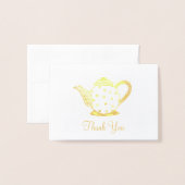 水玉の湯飲み茶碗のシャワーの感謝カード 箔カード (封筒付き正面)