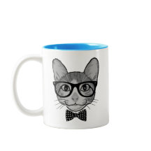 水玉の蝶ネクタイをしたヒップスター猫