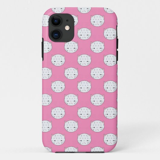 水玉キティ ピンクと白の猫の顔の模様 Case-Mate iPhoneケース (裏面)