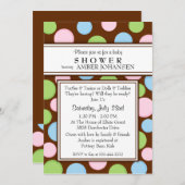 水玉ニュートラルベビーシャワー招待状 招待状 (正面/裏面)