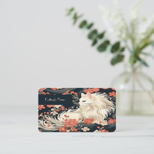 水玉パーソナライズされたフローラ用名刺 名刺 (スタンド正面)