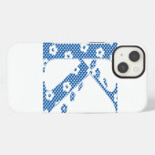 水玉ブルーの花のアルファベットK iPhoneケース (裏面横)