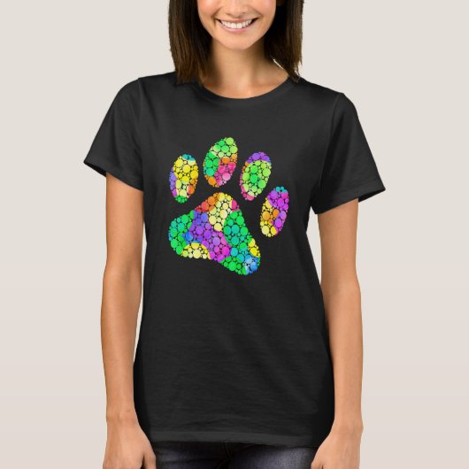 水玉動物犬猫の肉球 国際ドットの日 Tシャツ (正面)