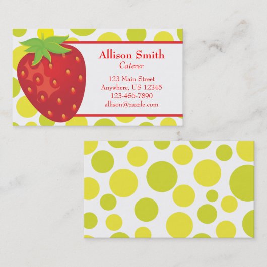 水玉模様いちご名刺呼出カード 名刺 (正面/裏面)