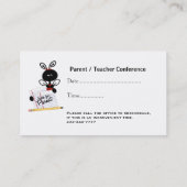 水玉模様およびストライプな先生の名刺 予約カード (裏面)