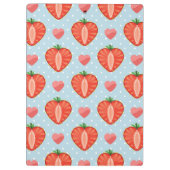 水玉模様およびハートが付いているハートのいちご クリップボード (裏面)