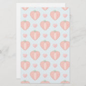 水玉模様およびハートが付いているハートのいちご 便箋 (正面/裏面)