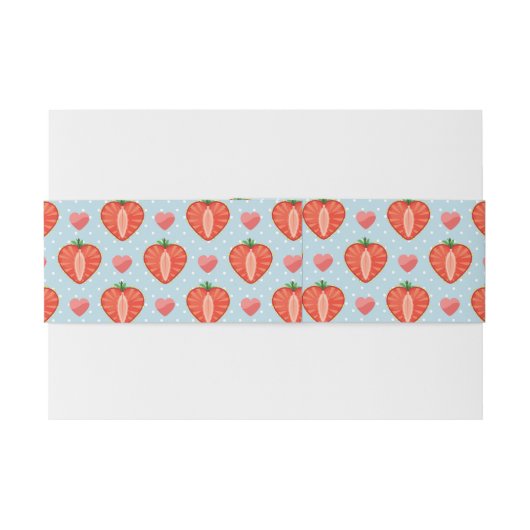 水玉模様およびハートが付いているハートのいちご 招待状ベリーバンド (裏面例)