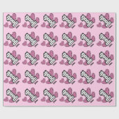 水玉模様およびハートの最初誕生日のカスタムV05M ラッピングペーパー (フラット)