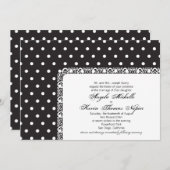水玉模様およびレースの結婚式招待状 招待状 (正面/裏面)