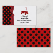 水玉模様およびワゴンお母さんカード コーリングカード (正面/裏面)