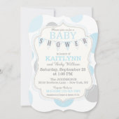 水玉模様および旗布のモダンなベビーシャワーの招待 招待状 (正面)