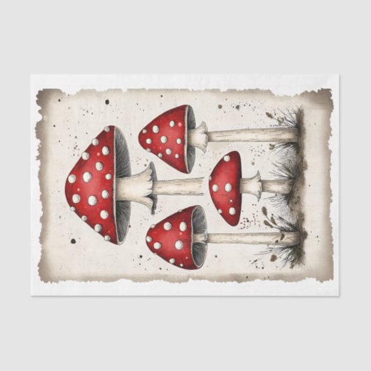 水玉模様お洒落フェアリーきのこAW7デクページ 薄葉紙 (正面)