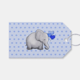 水玉模様お洒落ベビーゾウ誕生日パーティー ギフトタグ