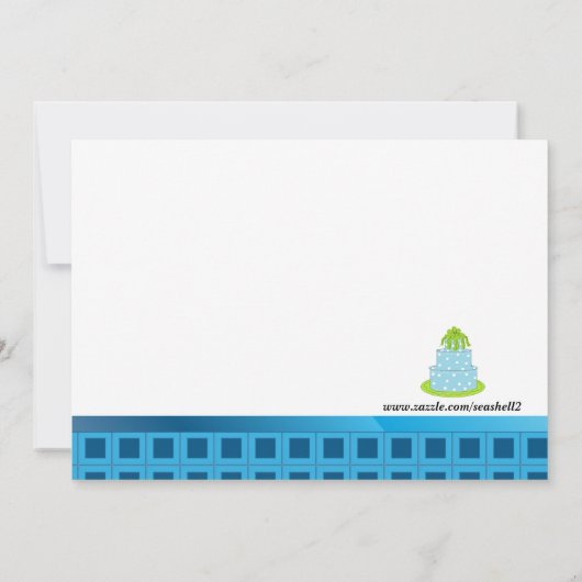 水玉模様お誕生日ケーキパーティの招待状 招待状 (裏面)