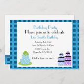 水玉模様お誕生日ケーキパーティの招待状 招待状 (正面/裏面)