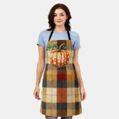 水玉模様かぼちゃ格子柄エプロン エプロン (着用した状態)