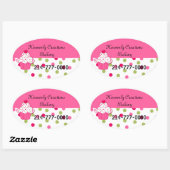 水玉模様かわいらしとカップケーキベーカリーの箱のステッカー 楕円形シール (シート)