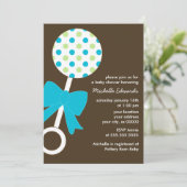 水玉模様が赤ちゃんのシャワーを鳴らす 招待状 (スタンド正面)