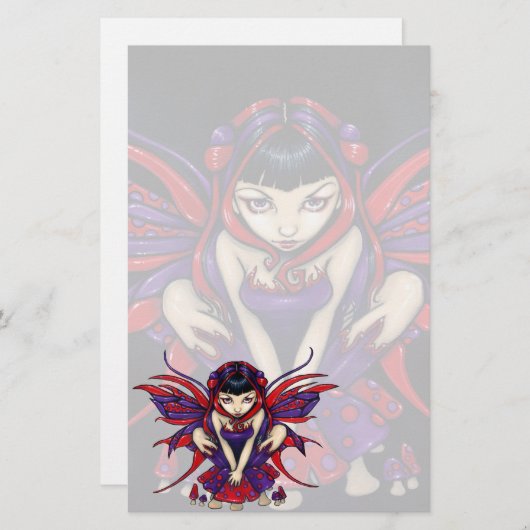 "水玉模様きのこ妖精"の文房具 便箋 (正面/裏面)