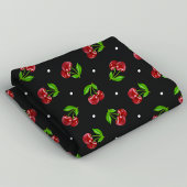 水玉模様さくらんぼオン炭 ファブリック