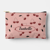 水玉模様さくらんぼパターン及び名前をカスタムする アクセサリーポーチ (正面)