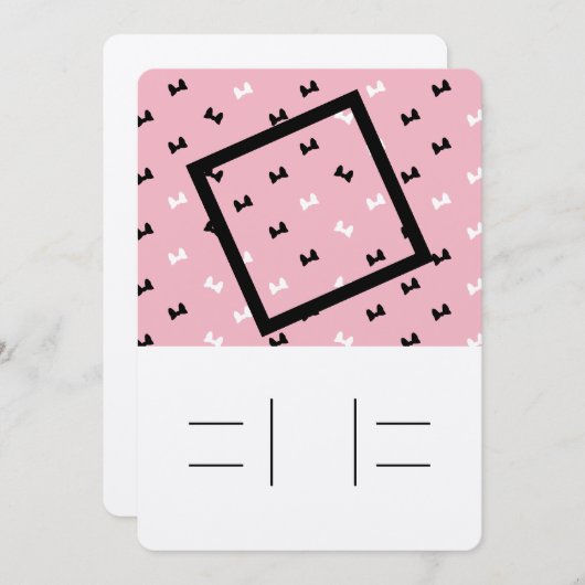 水玉模様でふかふかの弓の招待状に行が付いています 招待状 (正面/裏面)