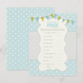 水玉模様とシェブロン – ベビーシャワーゲーム インビテーションポストカード (正面/裏面)