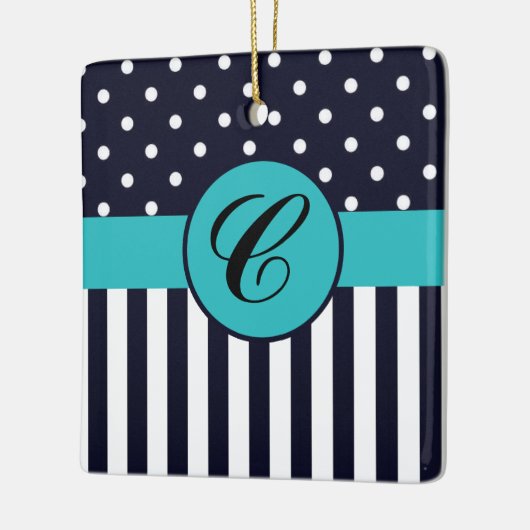 水玉模様とストライプオーナメント セラミックオーナメント (左)