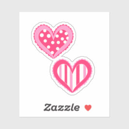 水玉模様とストライプハート シール