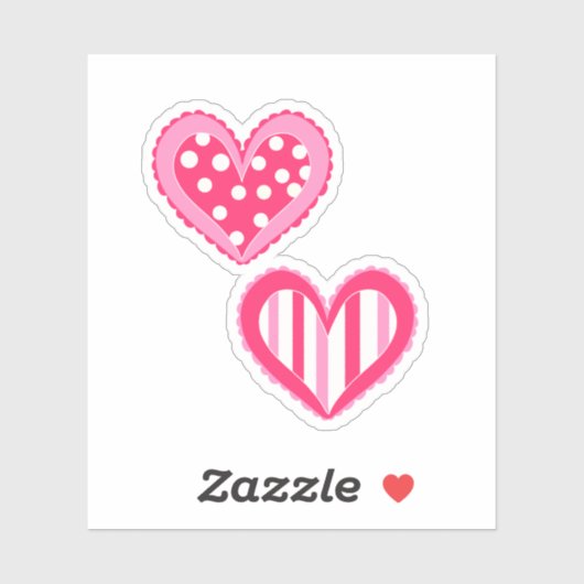 水玉模様とストライプハート シール (シート)