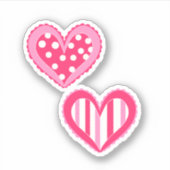 水玉模様とストライプハート シール (正面)