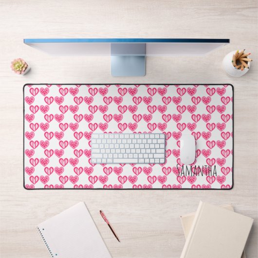 水玉模様とストライプハート デスクマット (オフィス1)