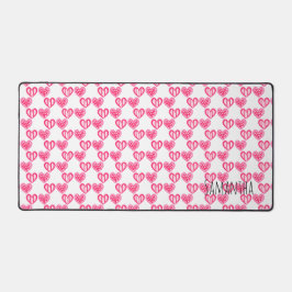 水玉模様とストライプハート デスクマット