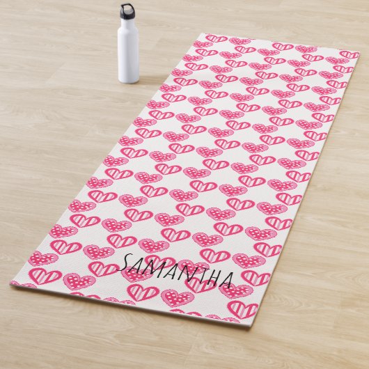 水玉模様とストライプハート ヨガマット (インサイチュ)