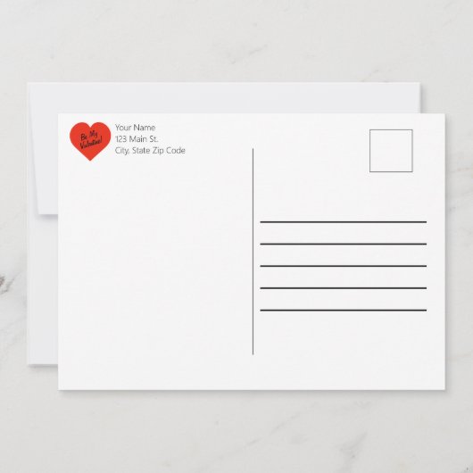 水玉模様とストライプバレンタインデー 案内状 (裏面)