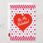 水玉模様とストライプバレンタインデー 案内状 (正面/裏面)