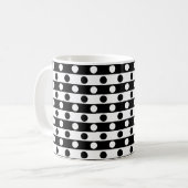 水玉模様とストライプパターン – 白黒トーン コーヒーマグカップ (正面左)